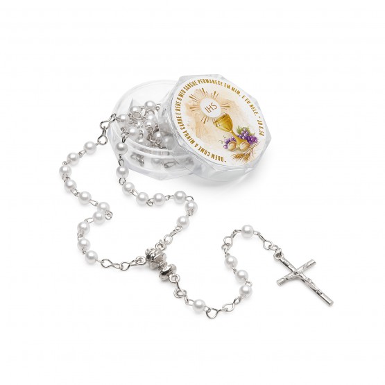 TERÇO CONTAS PÉROLAS - EUCARISTIA 