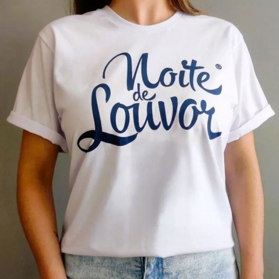 CAMISETA UNISSEX BRANCA - NOITE DE LOUVOR - M