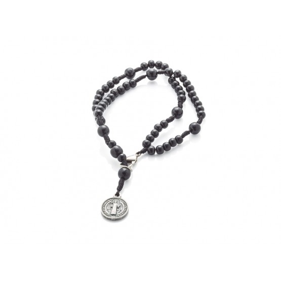 PULSEIRA TERCO MAD PRETA 4 MM C/MED S. BENTO
