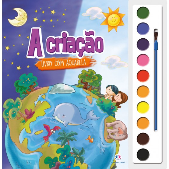 LIVRO AQUARELA - A CRIAÇÃO - COM PINCEL E TINTA