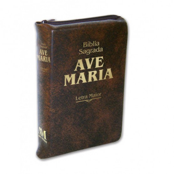 BIBLIA AVE MARIA LETRA MAIOR - ZIPER - MARROM 