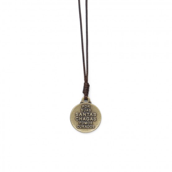 CORDÃO MEDALHA JESUS DAS SANTAS CHAGAS COR OURO VELHO