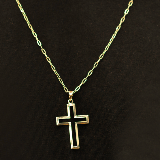 COLAR DOURADO CRUZ - SEMIJOIA BANHADA A OURO 