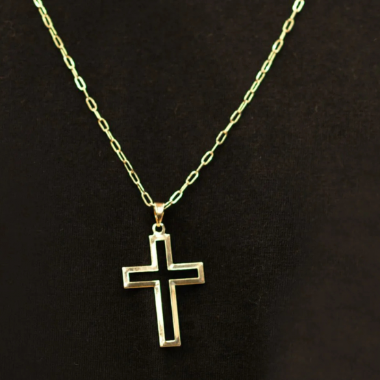 COLAR DOURADO CRUZ - SEMIJOIA BANHADA A OURO 