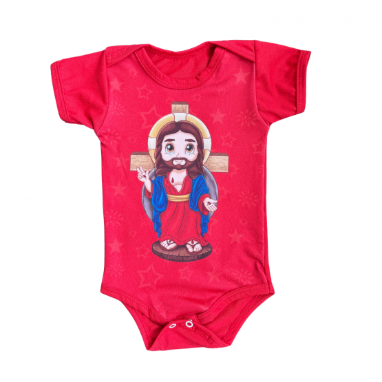 BODY JESUS DAS SANTAS CHAGAS BABY - VERMELHO - M