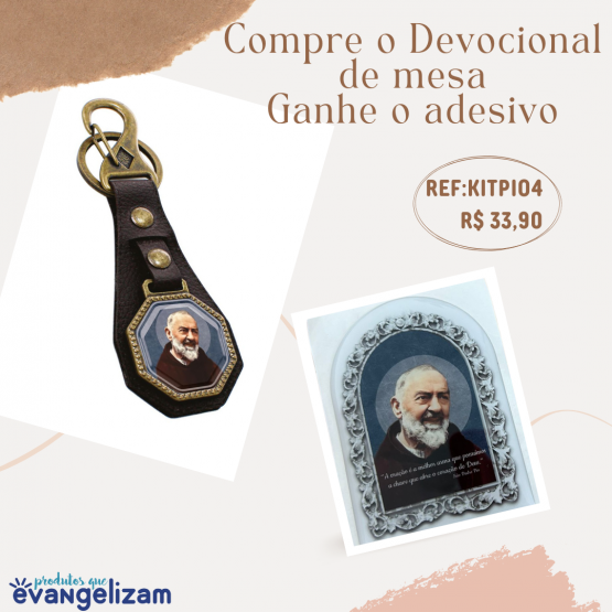 CHAVEIRO DEVOCIONAL DE SÃO PIO E ADESIVO