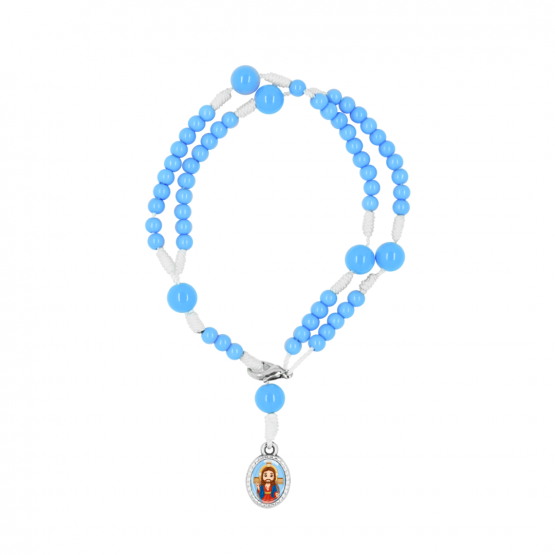 PULSEIRA - TERÇO AZUL - JESUS DAS SANTAS CHAGAS BABY