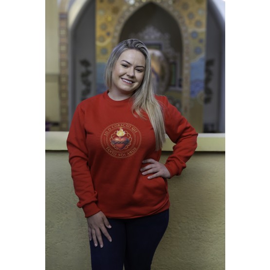 MOLETOM UNISSEX SAGRADO CORAÇÃO - VERMELHO - P 