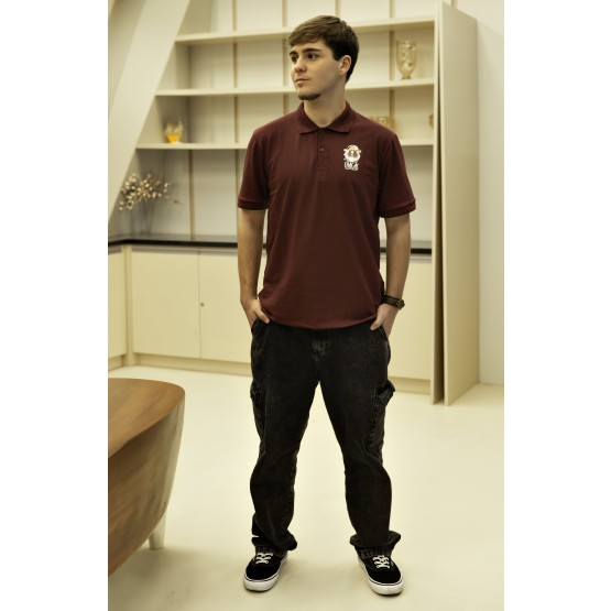 CAMISETA POLO - JESUS DAS SANTAS CHAGAS - BORDÔ - G