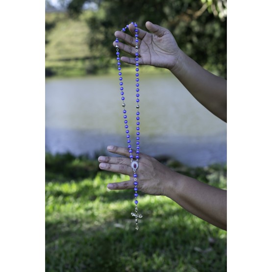 TERÇO JESUS DAS SANTAS CHAGAS -  AZUL