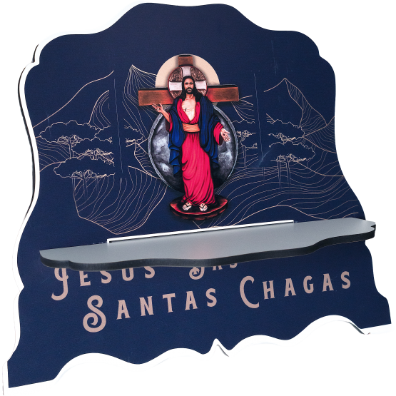 PORTA BÍBLIA - JESUS DAS SANTAS CHAGAS - AZUL