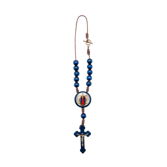 DEZENA MADEIRA AZUL COM FECHO JESUS DAS SANTAS CHAGAS 8MM