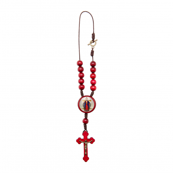 DEZENA CARRO MADEIRA VERMELHA JESUS DAS SANTAS CHAGAS 8MM