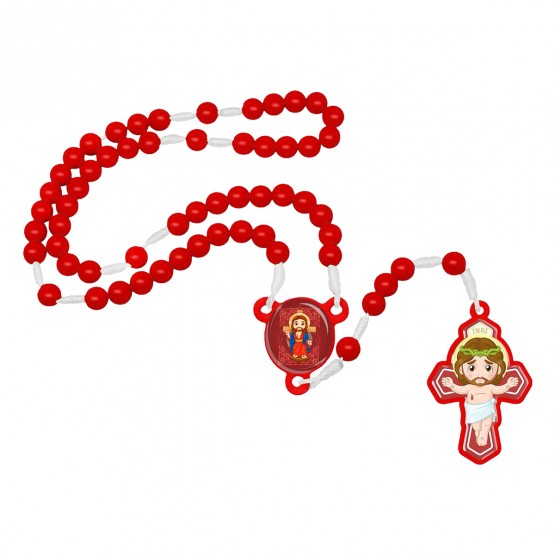 TERÇO INFANTIL JESUS DAS SANTAS CHAGAS BABY - VERMELHO