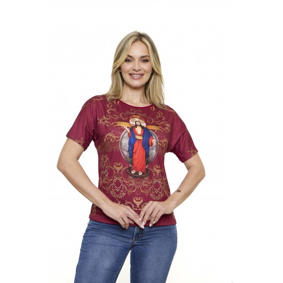 CAMISETA MANGA JAPONESA BORDÔ - JESUS DAS SANTAS CHAGAS - G1