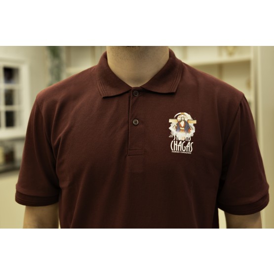 CAMISETA POLO - JESUS DAS SANTAS CHAGAS - BORDÔ - P