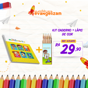 KIT CADERNO + LÁPIS DE COR 