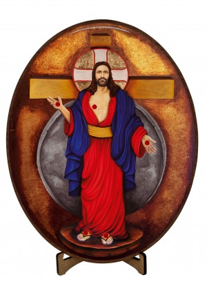 ICONE JESUS DAS SANTAS CHAGAS PEQUENO- 11 CM 
