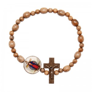 PULSEIRA DEZENA EM MADEIRA JESUS DAS SANTAS CHAGAS 8MM