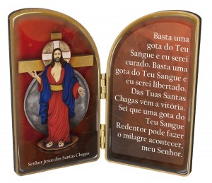 ORAÇÃO DE MESA JESUS DAS SANTAS CHAGAS VERMELHA 16CM