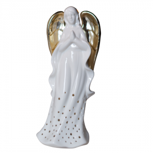 ANJO DE PORCELANA COM LED 21 cm