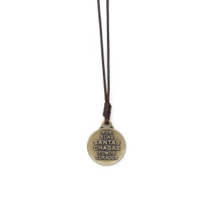 CORDÃO MEDALHA JESUS DAS SANTAS CHAGAS COR OURO VELHO
