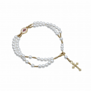 PULSEIRA-TERÇO JESUS DAS SANTAS CHAGAS - BRANCA