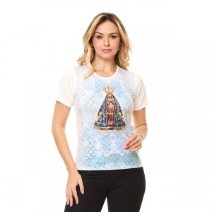 BABY LOOK N.S APARECIDA BRANCA - M  (COM APLICAÇÃO DE PEDRAS)