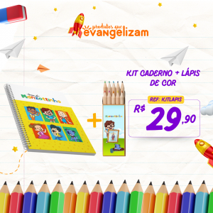 KIT CADERNO + LÁPIS DE COR 