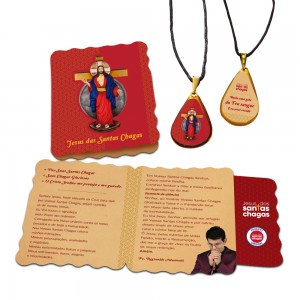 CARTÃO COM MEDALHA GOTA JESUS DAS SANTAS CHAGAS