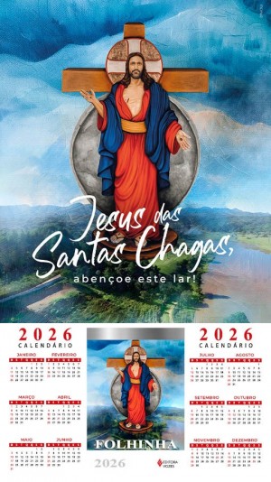 CALENDÁRIO 2026 - JESUS DAS SANTAS CHAGAS - BLOCO FOLHINHA