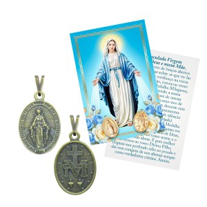 MEDALHA MILAGROSA COM FOLHETO - N.S DAS GRAÇAS