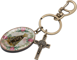 CHAVEIRO NOSSA SENHORA APARECIDA - CRUZ COM MEDALHA DE SÃO BENTO
