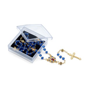 TERÇO JESUS DAS SANTAS CHAGAS CRISTAL AZUL