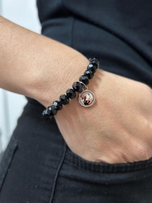 PULSEIRA EM CONTAS CRISTAL SANTA RITA - COR PRETO