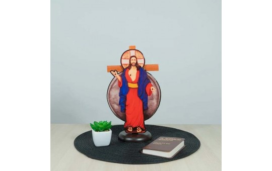 ADORNO DE MESA JESUS DAS SANTAS CHAGAS - 17 CM