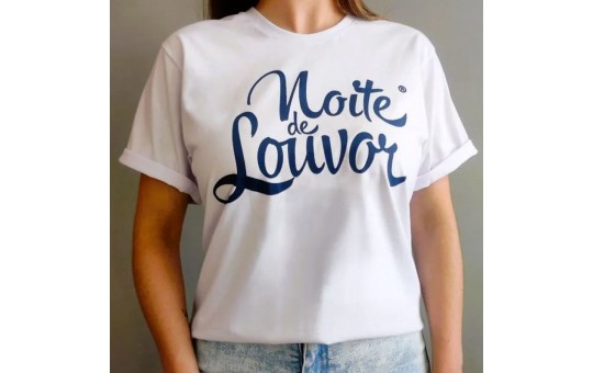 CAMISETA UNISSEX BRANCA - NOITE DE LOUVOR - G