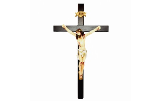 CRUCIFIXO DE PAREDE - CRISTO EM RESINA COLORIDO - 33 CM