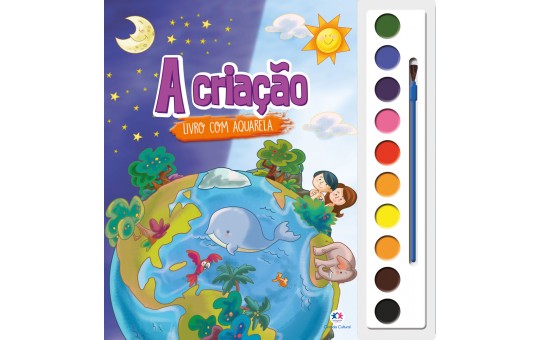 LIVRO AQUARELA - A CRIAÇÃO - COM PINCEL E TINTA
