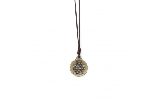 CORDÃO MEDALHA JESUS DAS SANTAS CHAGAS COR OURO VELHO