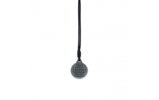 CORDÃO MEDALHA JESUS DAS SANTAS CHAGAS COR PRATA VELHA