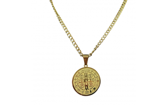 COLAR SÃO BENTO - AÇO INOXIDÁVEL DOURADO