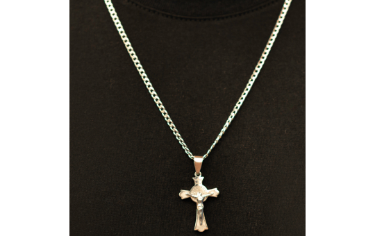 COLAR CRUCIFIXO SÃO BENTO - AÇO INOXIDÁVEL 