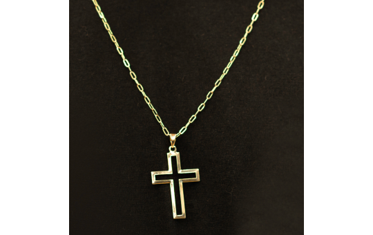 COLAR DOURADO CRUZ - SEMIJOIA BANHADA A OURO 