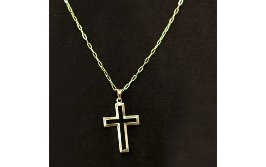 COLAR DOURADO CRUZ - SEMIJOIA BANHADA A OURO 