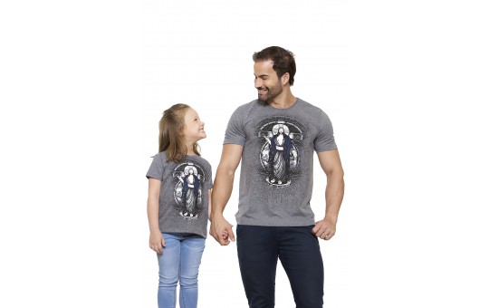 CAMISETA CINZA MESCLA - JESUS DAS SANTAS CHAGAS - GG