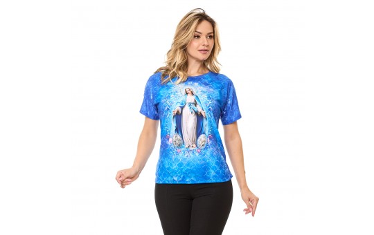 CAMISETA MANGA JAPONESA AZUL - N.S DAS GRAÇAS - XG