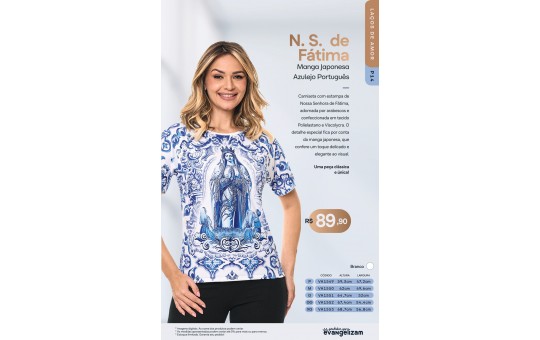 CAMISETA MANGA JAPONESA - N.S DE FÁTIMA - XG