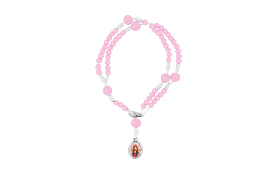 PULSEIRA - TERÇO ROSA - JESUS DAS SANTAS CHAGAS BABY