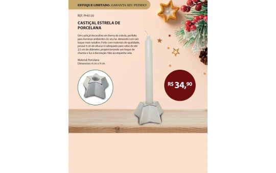CASTIÇAL ESTRELA DE PORCELANA 